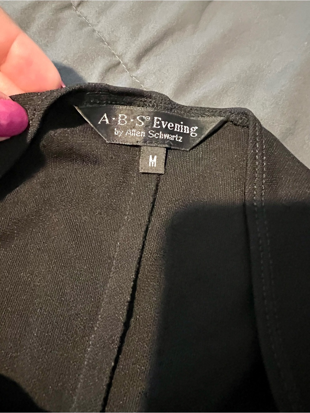 ABS Allen Schwartz Black Strapless Rhinestone Keyhole Evening Gown - Picture 6 of 6